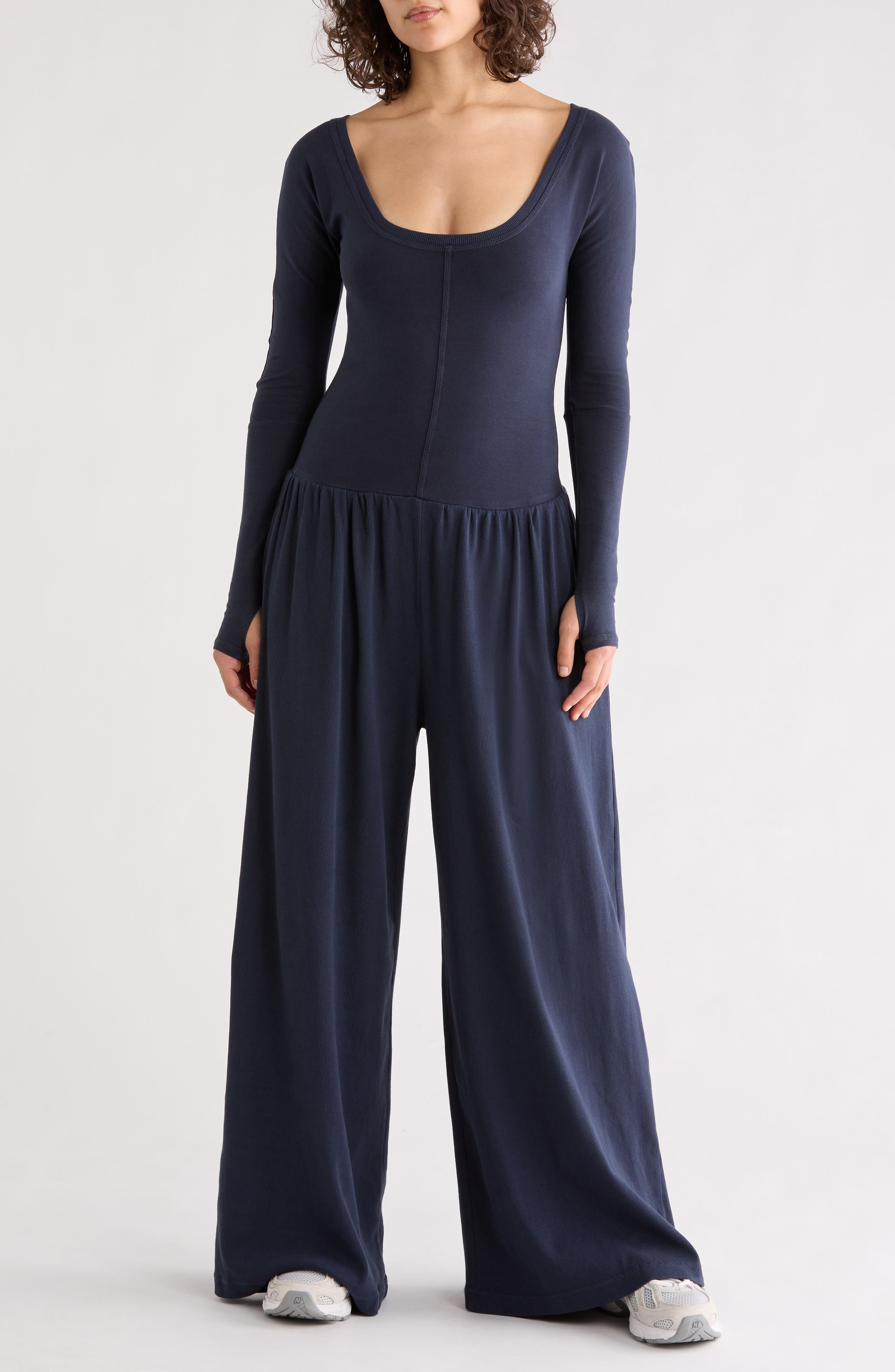 Free People FP Movement Hot Shot Wide Leg Long Sleeve Jumpsuit