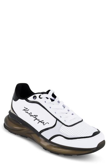 Karl Lagerfeld Paris Logo Embroidered Runner Sneaker In White