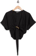 JBQ Clara Ring Front Linen Blend Crop Top