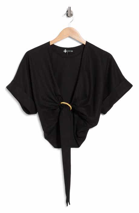 Clara Ring Front Linen Blend Crop Top