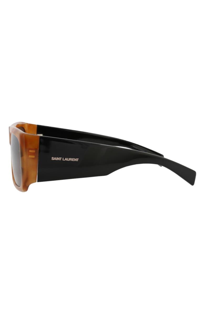 Saint Laurent 58mm Rectangular Sunglasses, Alternate, color, Havana Black