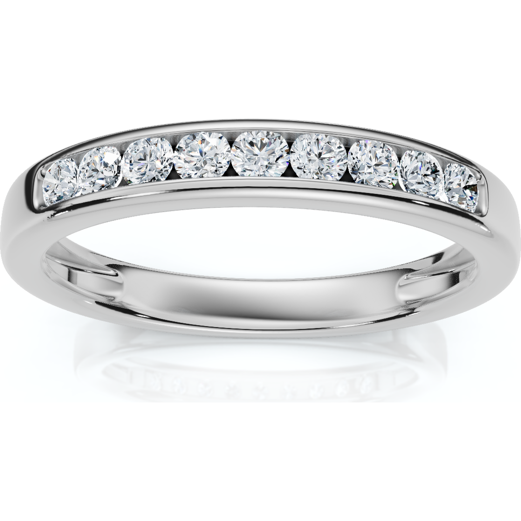 Bliss Diamond 1/4ct Diamond Channel Set Wedding Stackable Band 14k Gold Or Platinum Lab Grown In Silver