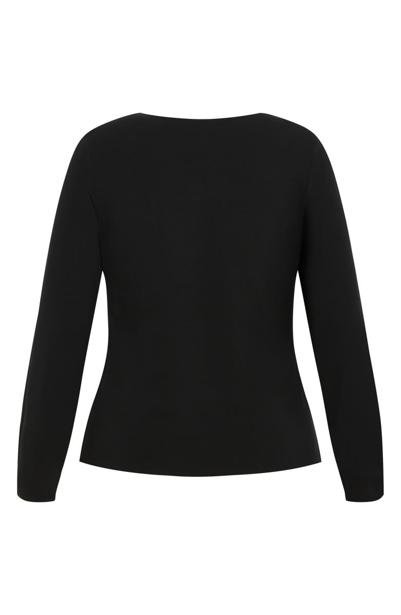 City Chic Noa Long Sleeve Stretch Cotton Top, Alternate, color, 