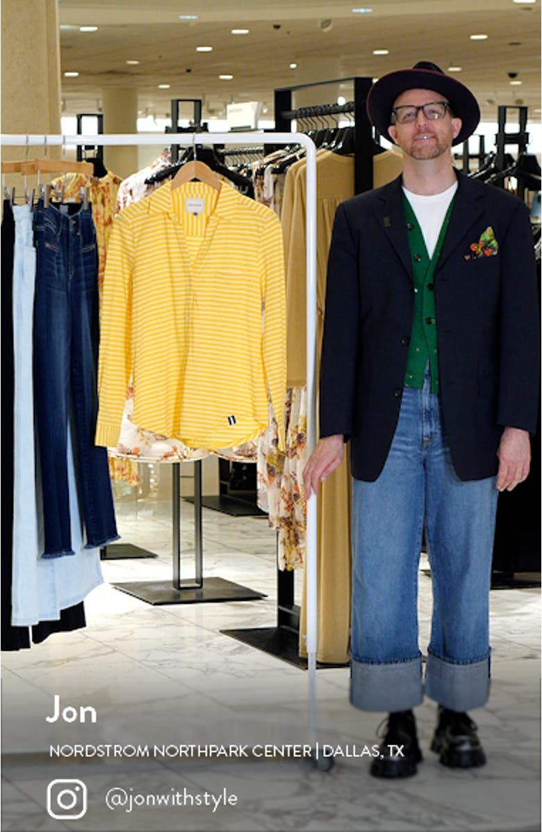 Classic Stripe Cotton Button-Up Blouse, sales video thumbnail