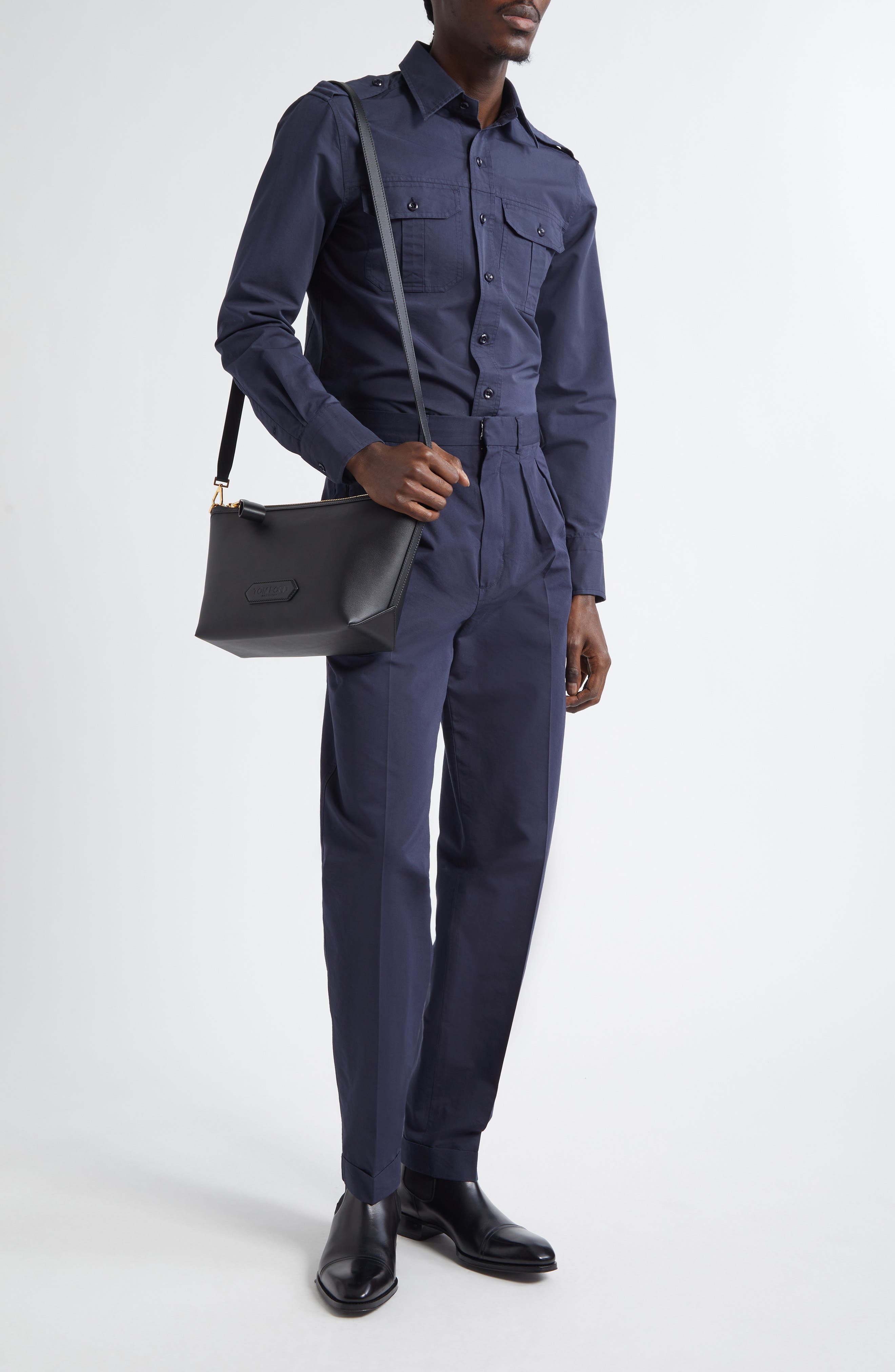 Fluid Double Pleat Cotton & Silk Poplin Pants - image 2