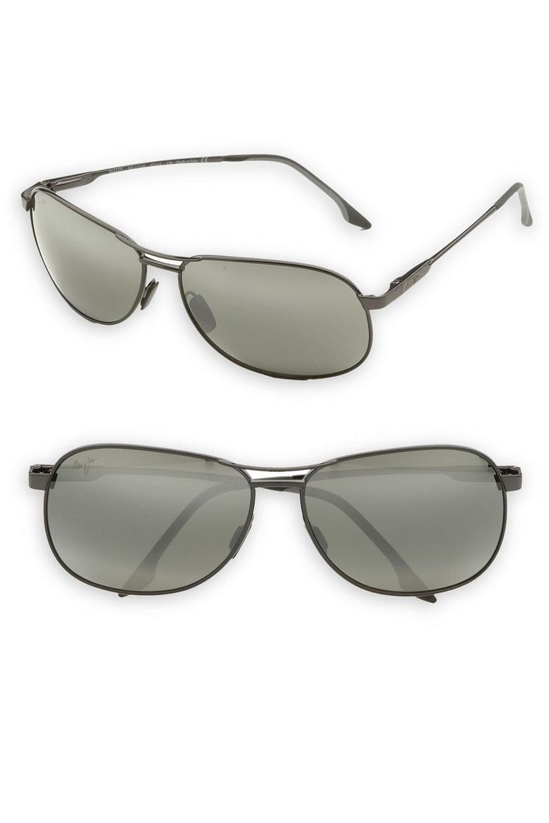 'Akoni - PolarizedPlus®2' Sunglasses, Main, color, BLACK