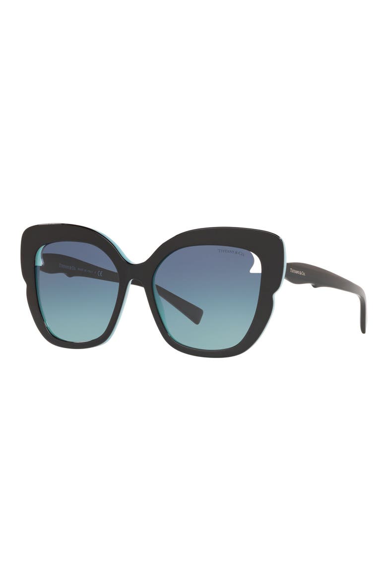 56mm Square Cat Eye Sunglasses, Alternate, color, BLACK/ BLUE GRADIENT