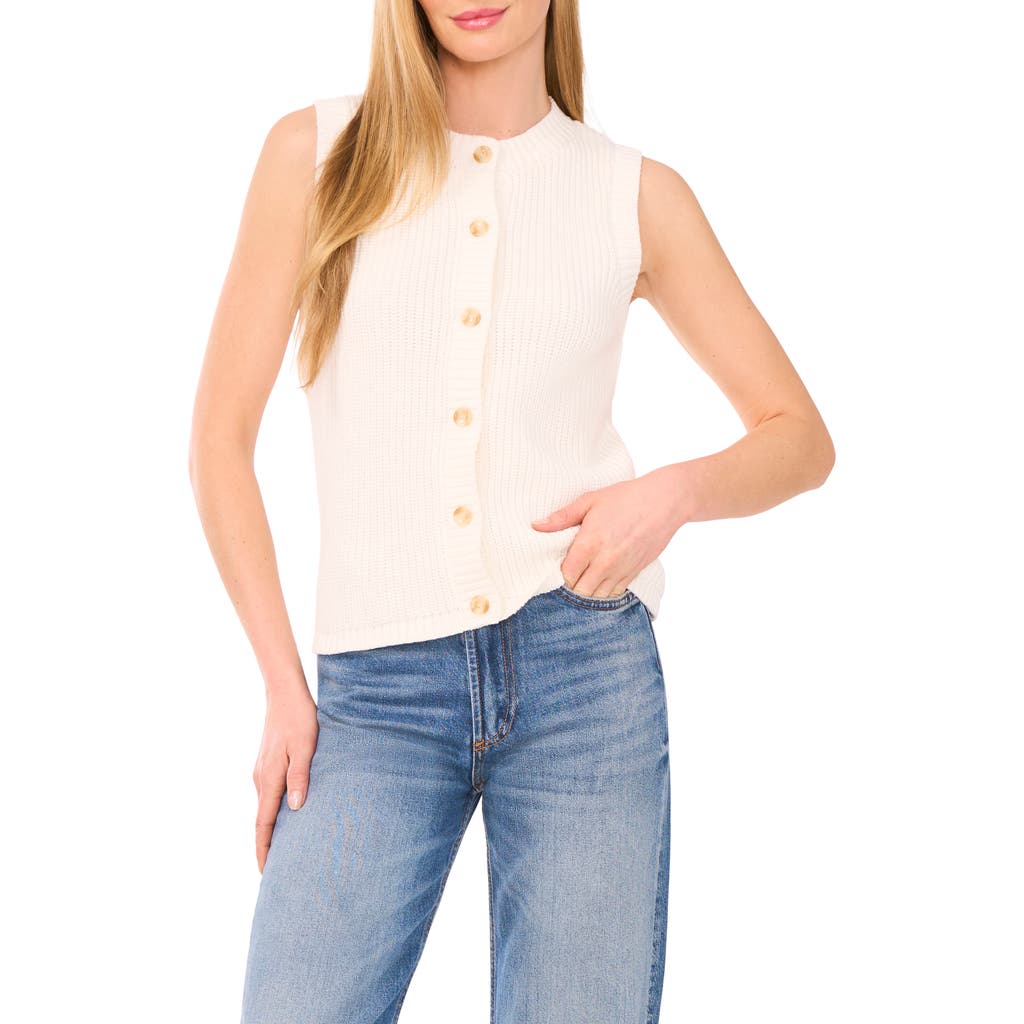 Halogen ® Sleeveless Cotton Cardigan In White