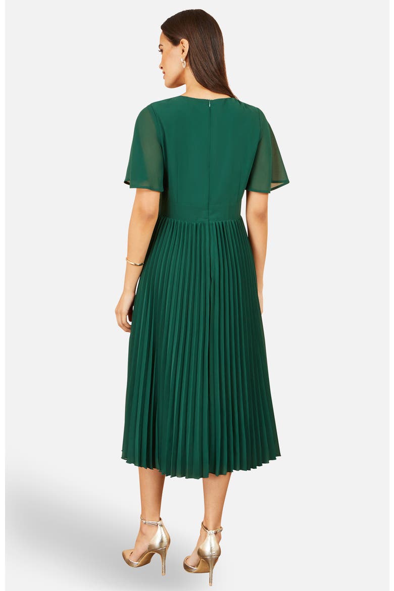 Sequin Embroidered Pleated Midi Dress, Alternate, color, Green