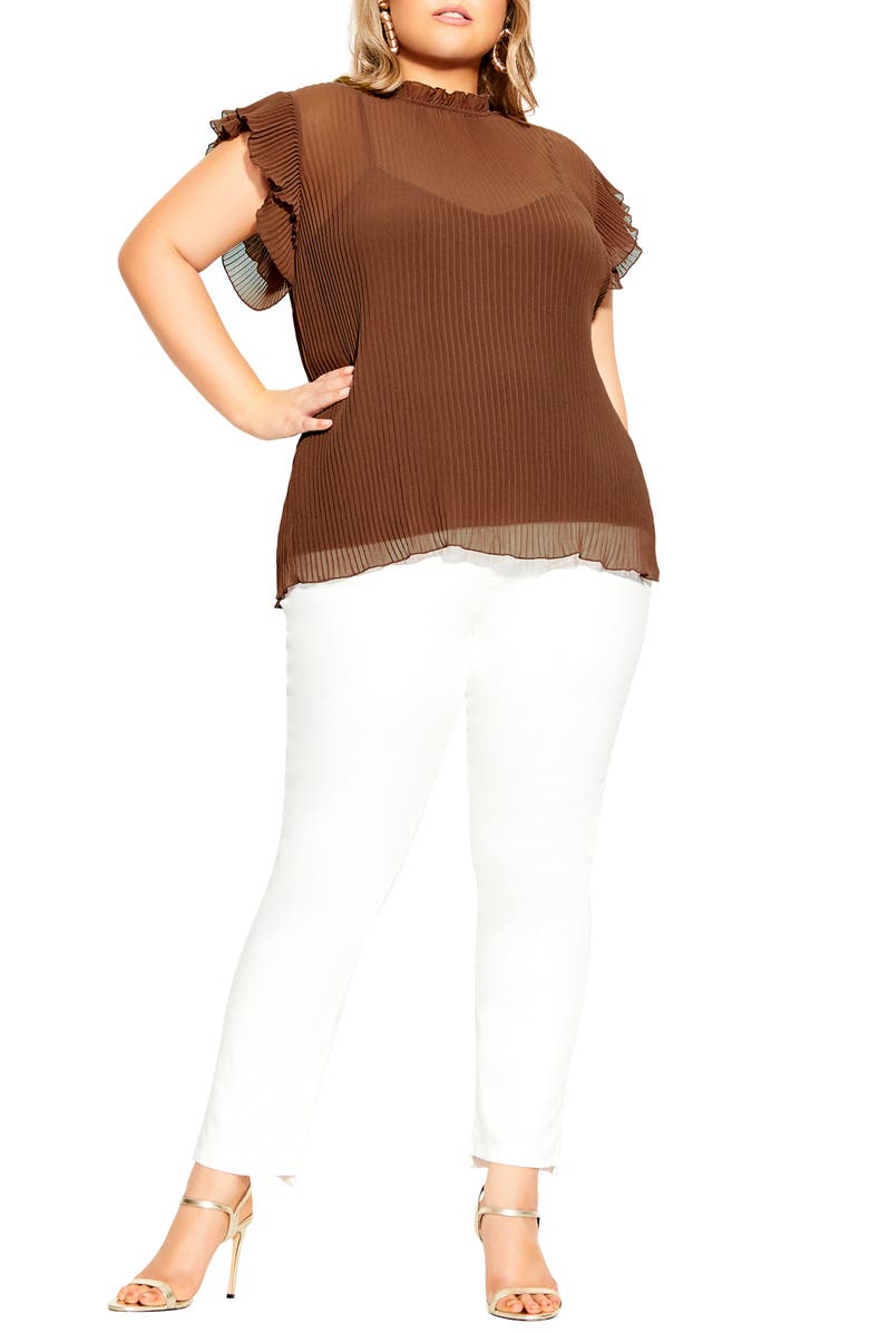 City Chic Off Beat Ruffle Sleeve Top, Main, color,