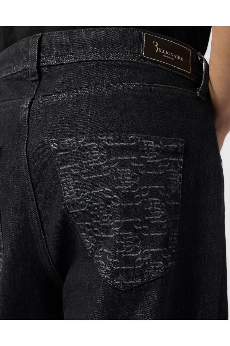 Straight Cut Jeans Bb Monogram Men, Alternate, color, black