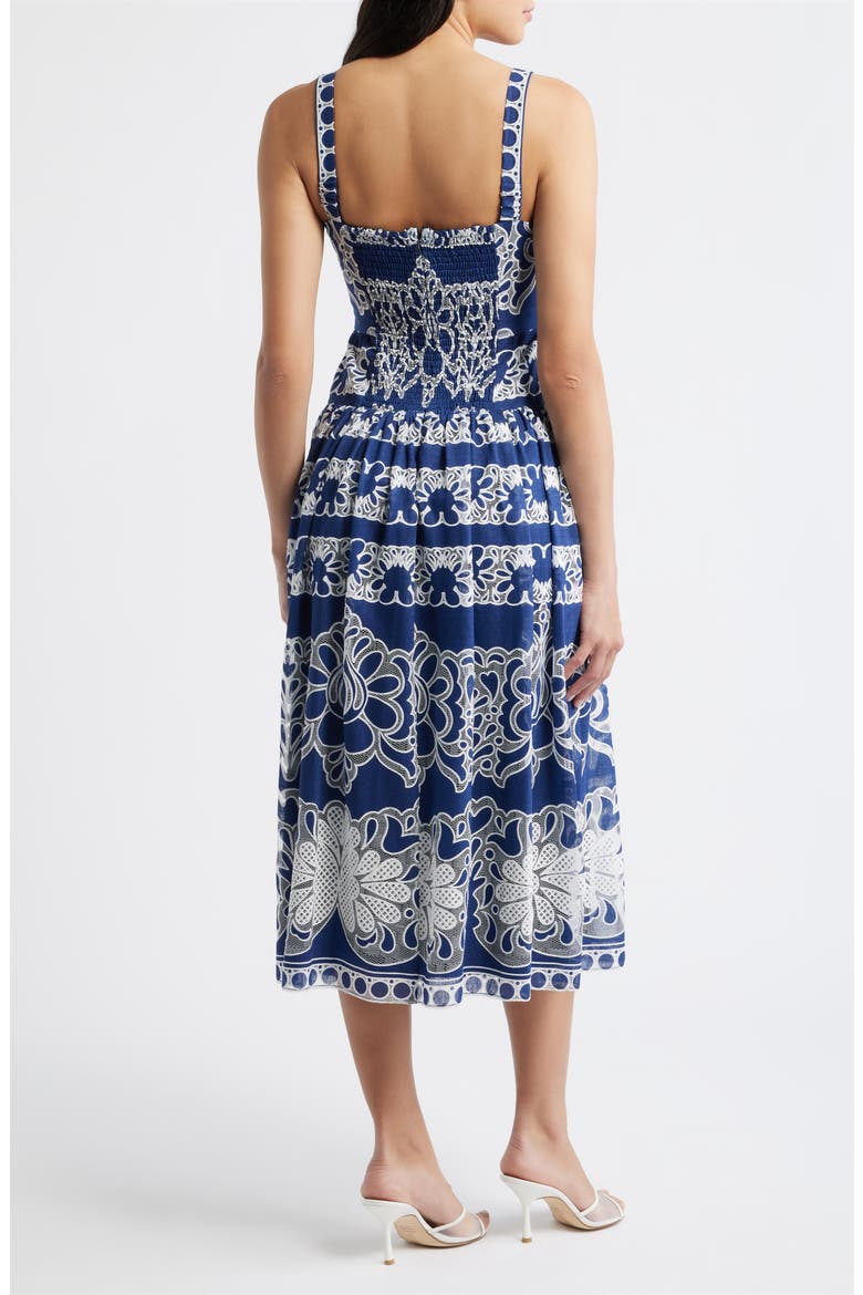 Drop Waist Lace Midi Sundress, Alternate, color, NAVY MULTI