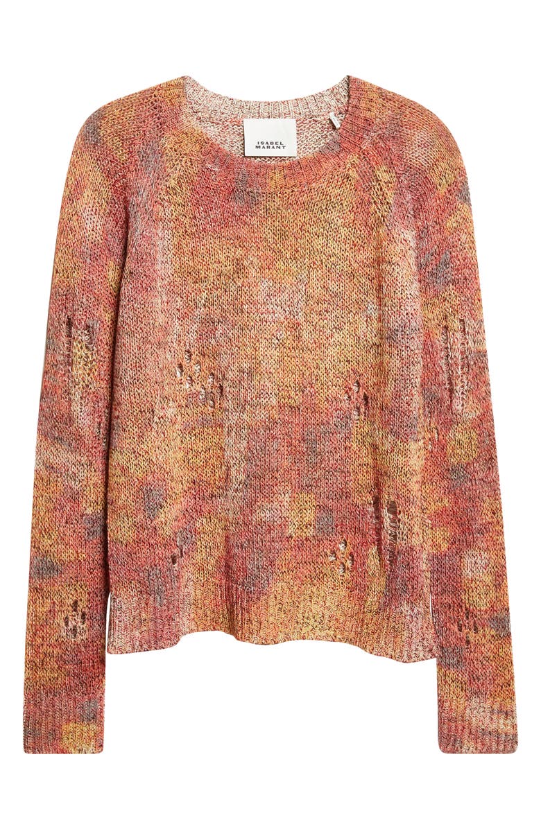 Isabel Marant Haby Openwork Ladder Stitch Sweater, Main, color, Orange