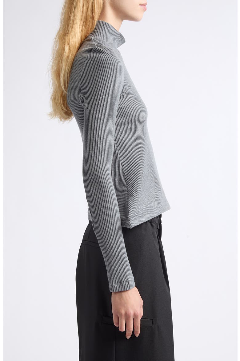 Pointy Turtleneck Ribbed Sweater, Alternate, color, GREY
