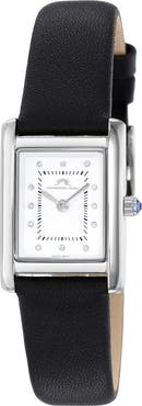 PORSAMO BLEU Karolina Diamond Leather Strap Watch, 21.5mm x 30mm - 0.06 ctw