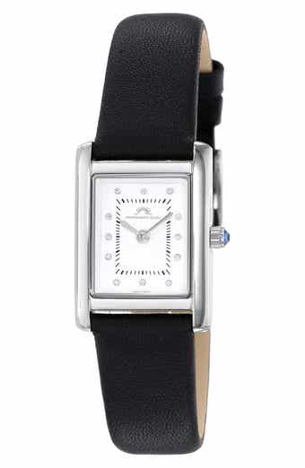 PORSAMO BLEU Karolina Diamond Leather Strap Watch, 21.5mm x 30mm - 0.06 ctw