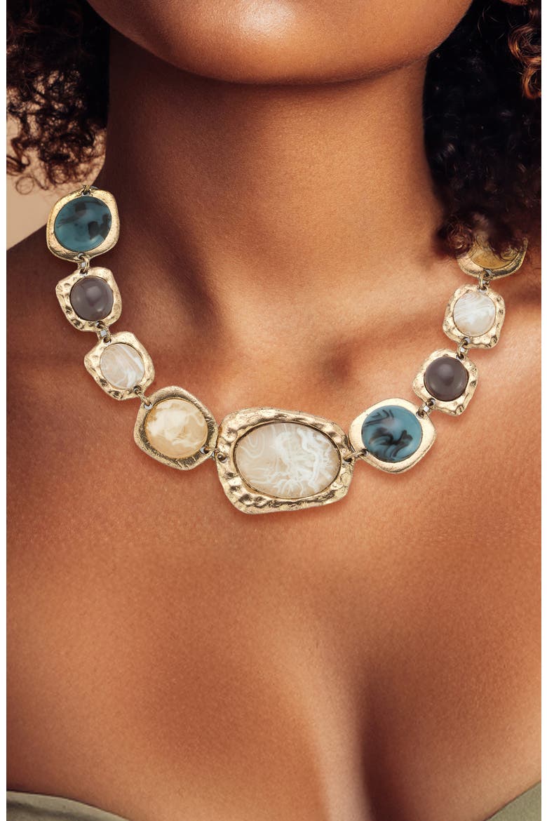 Resin Statement Collar Necklace, Alternate, color, GOLD