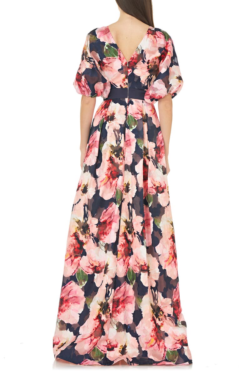 Carmen Marc Valvo Infusion Floral Print Chiffon Ballgown, Alternate, color,