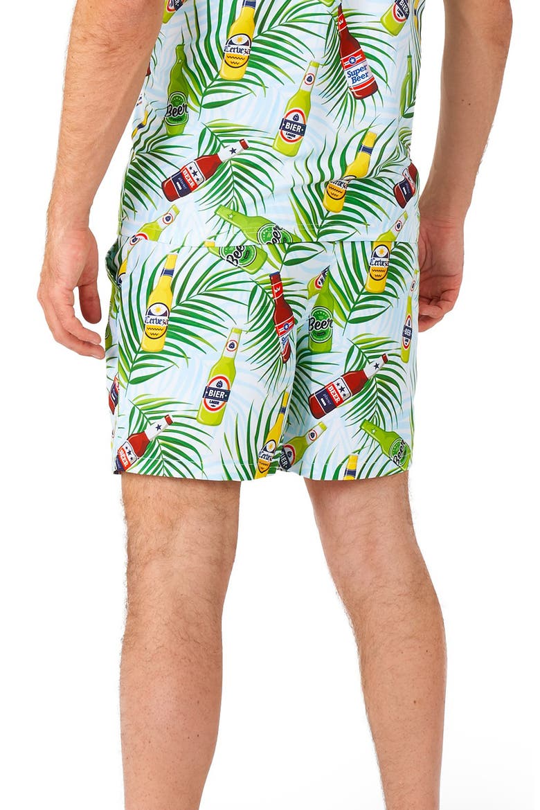 Tropical Beers Button-Up Shirt & Drawstring Shorts Set, Alternate, color, BLUE