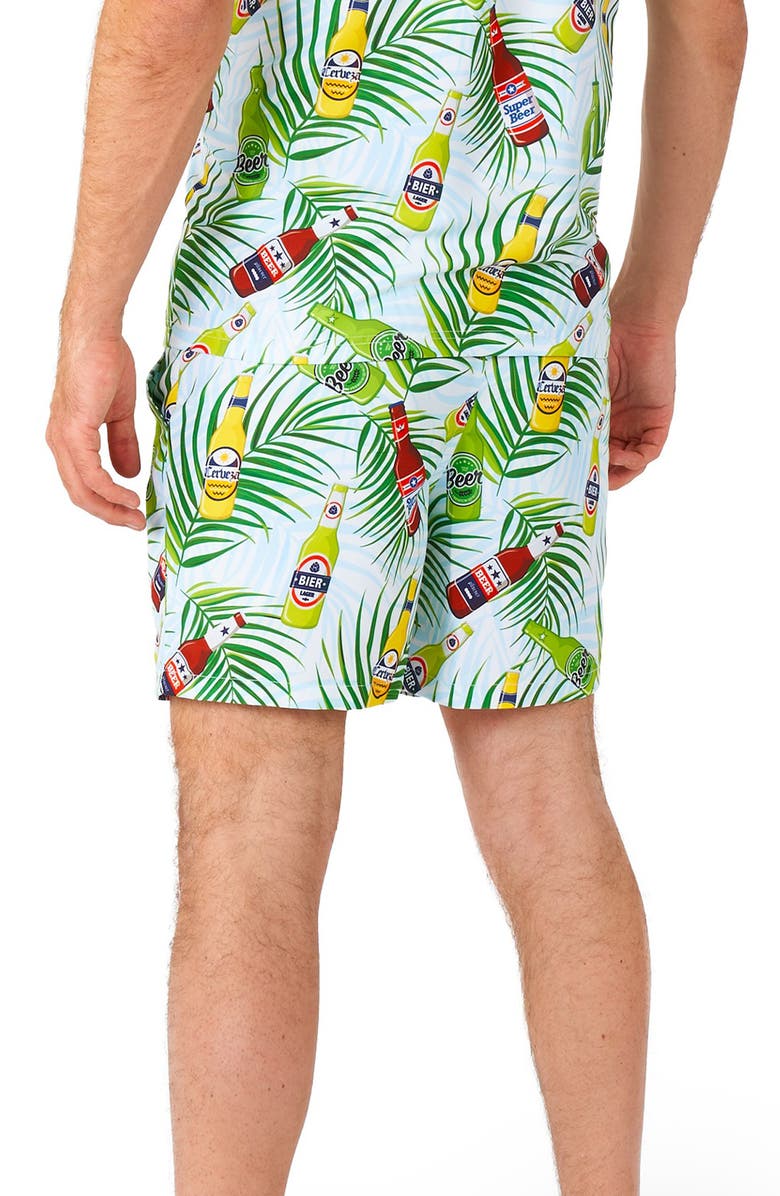OppoSuits Tropical Beers Button-Up Shirt & Drawstring Shorts Set, Alternate, color, Blue