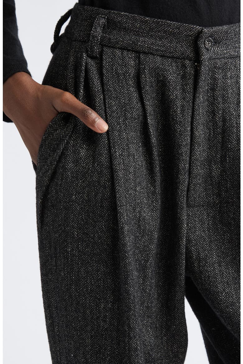 Linen & Wool Blend Herringbone Pleated Trousers, Alternate, color, WOOL HERRINGBONE