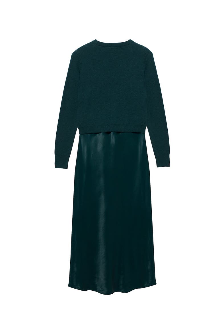 Layered Satin Midi Dress, Alternate, color, Green
