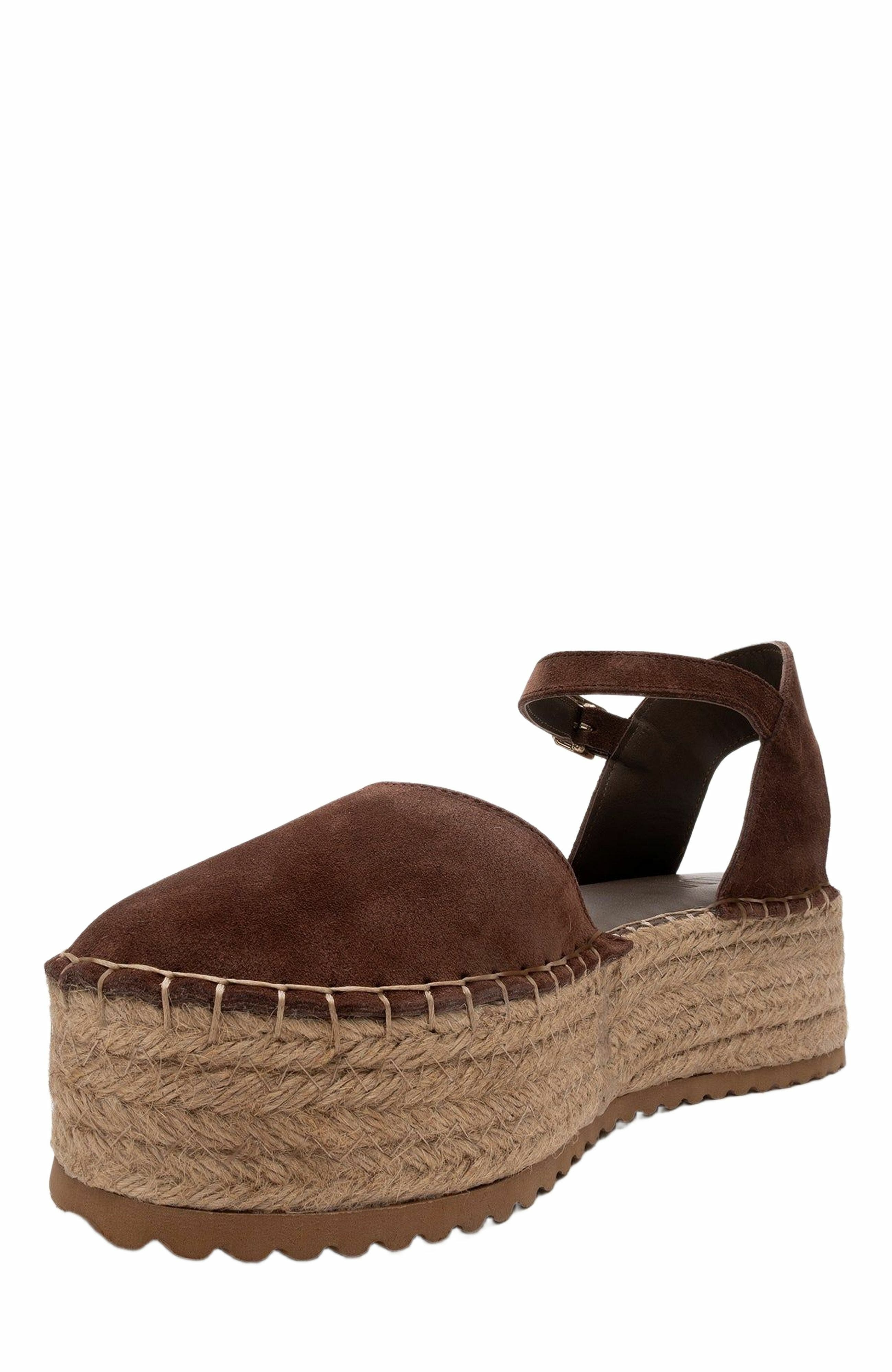 Viba Leather Espadrille Platform Wedge Sandals, Alternate, color, Brown Suede Leather