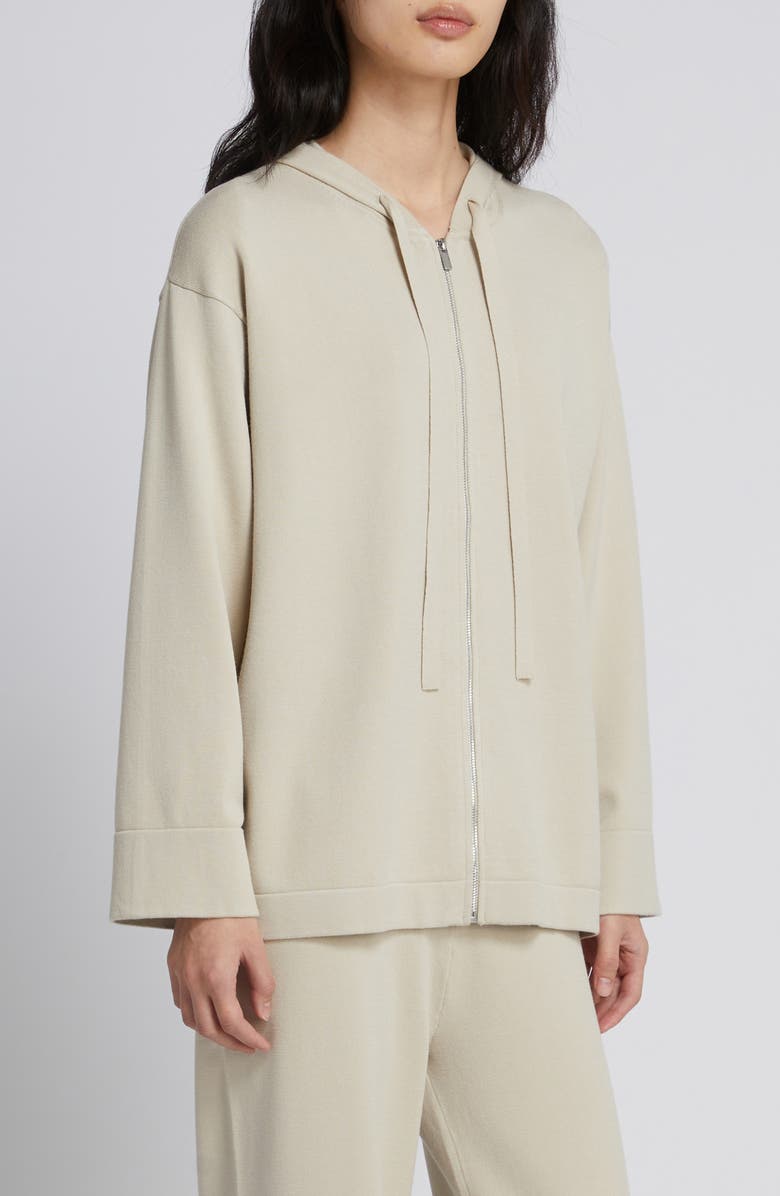 MM by Max Mara Laloa Zip Front Hoodie, Main, color, Ivory