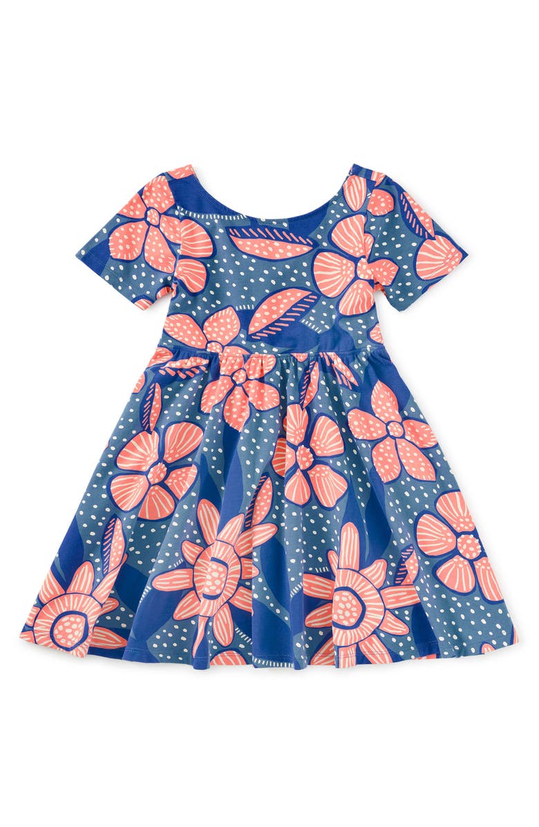 Tea Collection Twist Back Ballet Dress, Main, color, Oversized Dot Floral