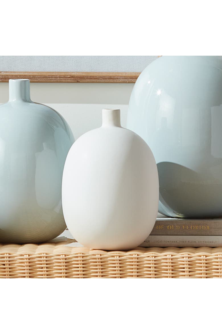 Barclay Butera Sandbar Vase Small - White/Taupe Stoneware, Alternate, color, White
