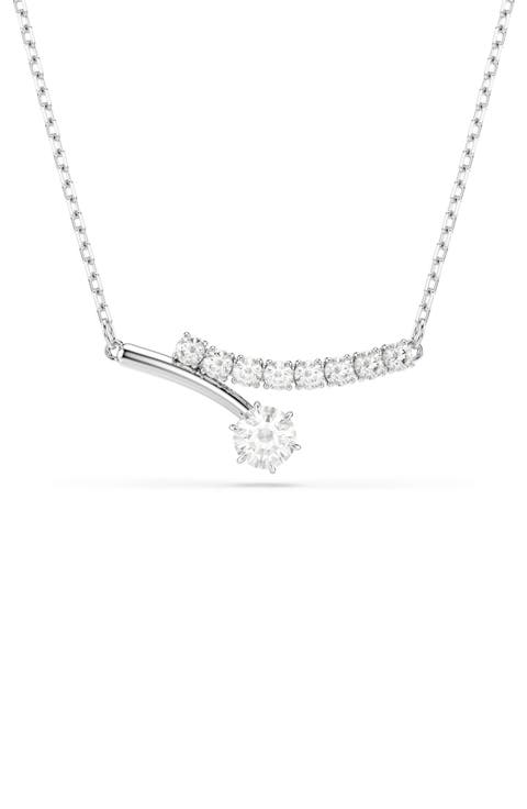 Matrix Rhodium Plated Cubic Zirconia Pendant Necklace