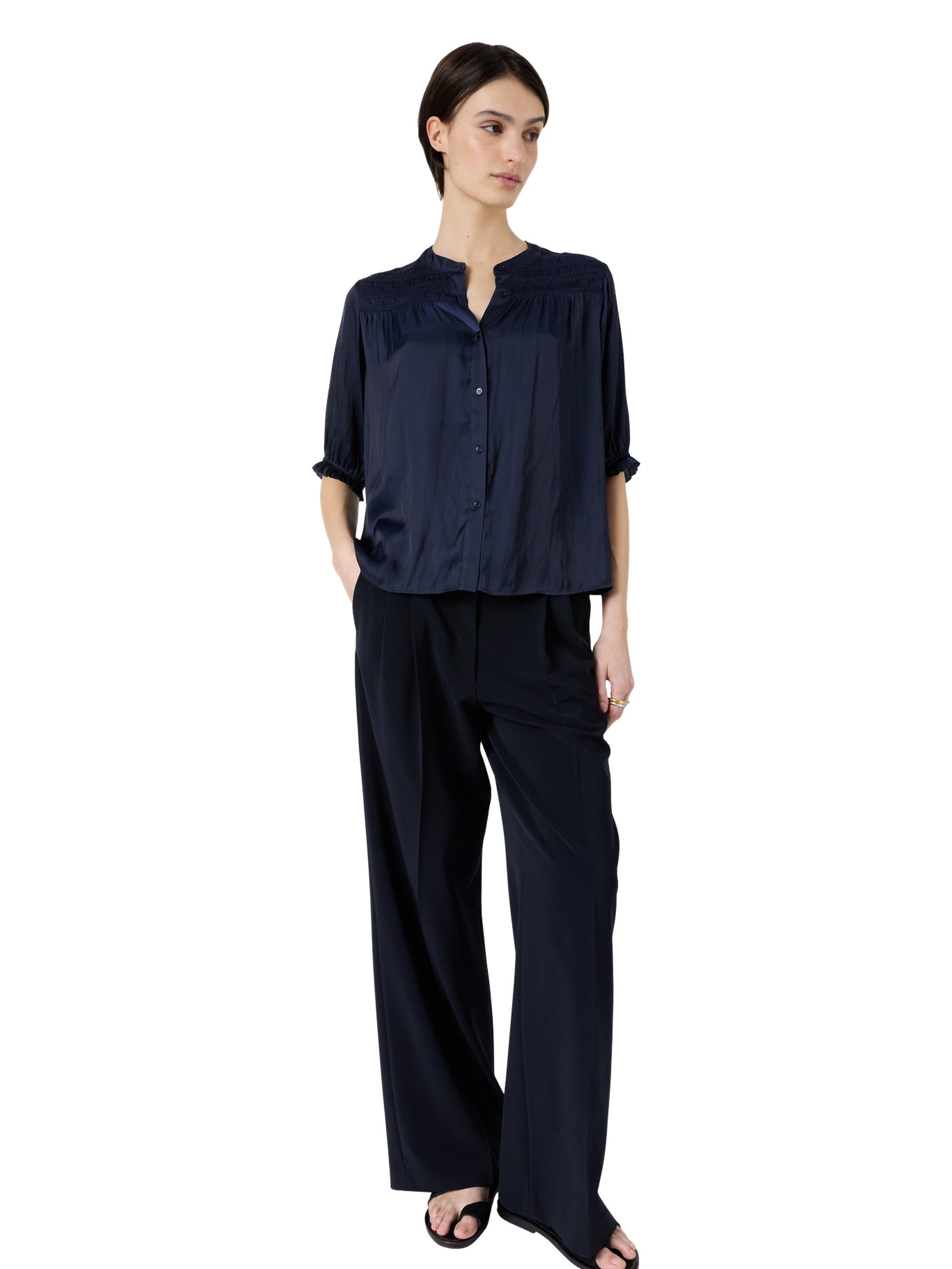 GERARD DAREL Catrine Satin Shirt With Mandarin Collar (Women