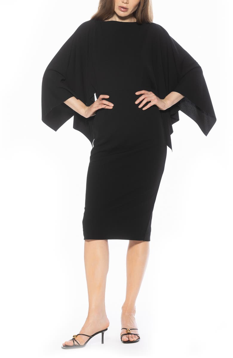 Alexia Admor Billie Bateau Neck Midi Dress, Alternate, color, Black