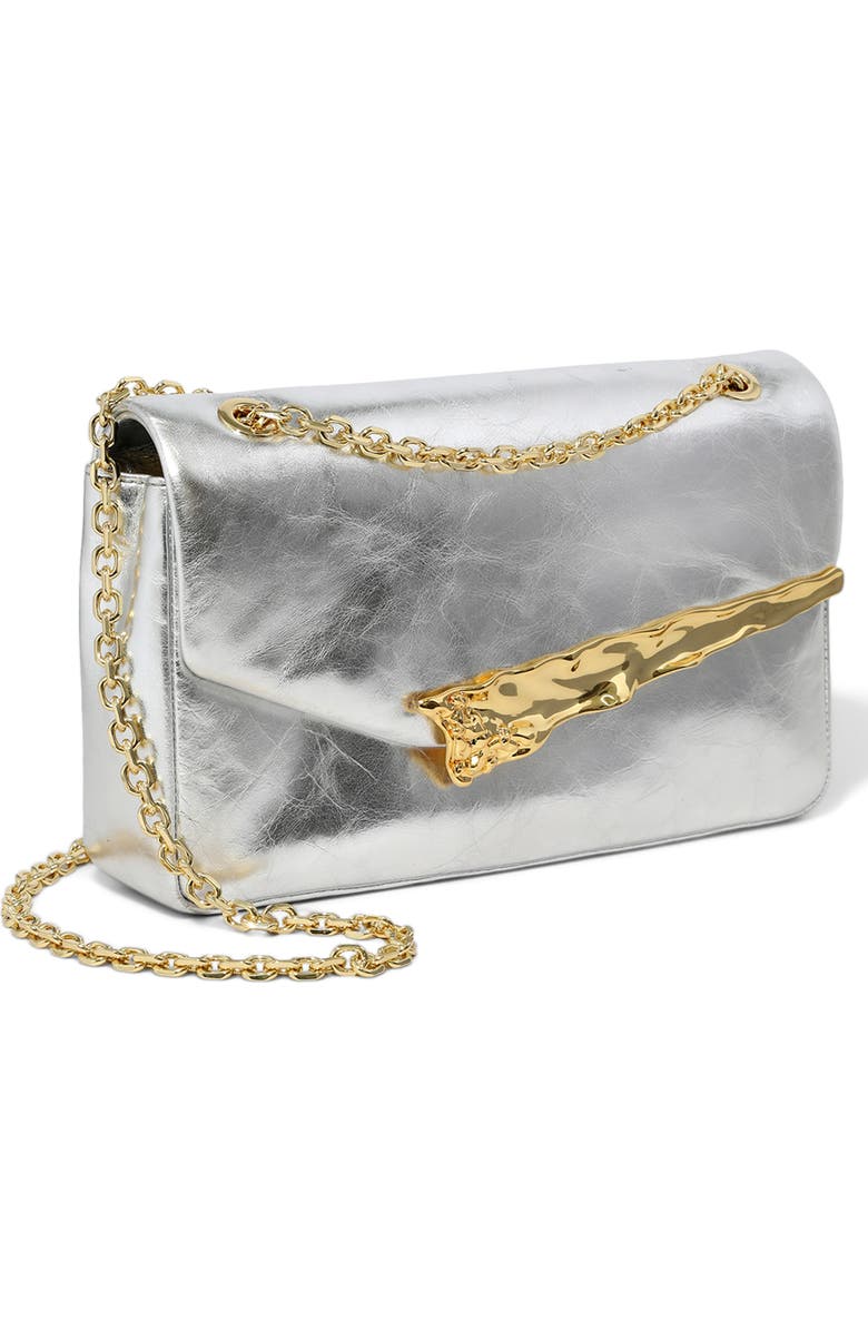 Alexis Bittar The Angular Leather Shoulder Bag, Alternate, color, Silver