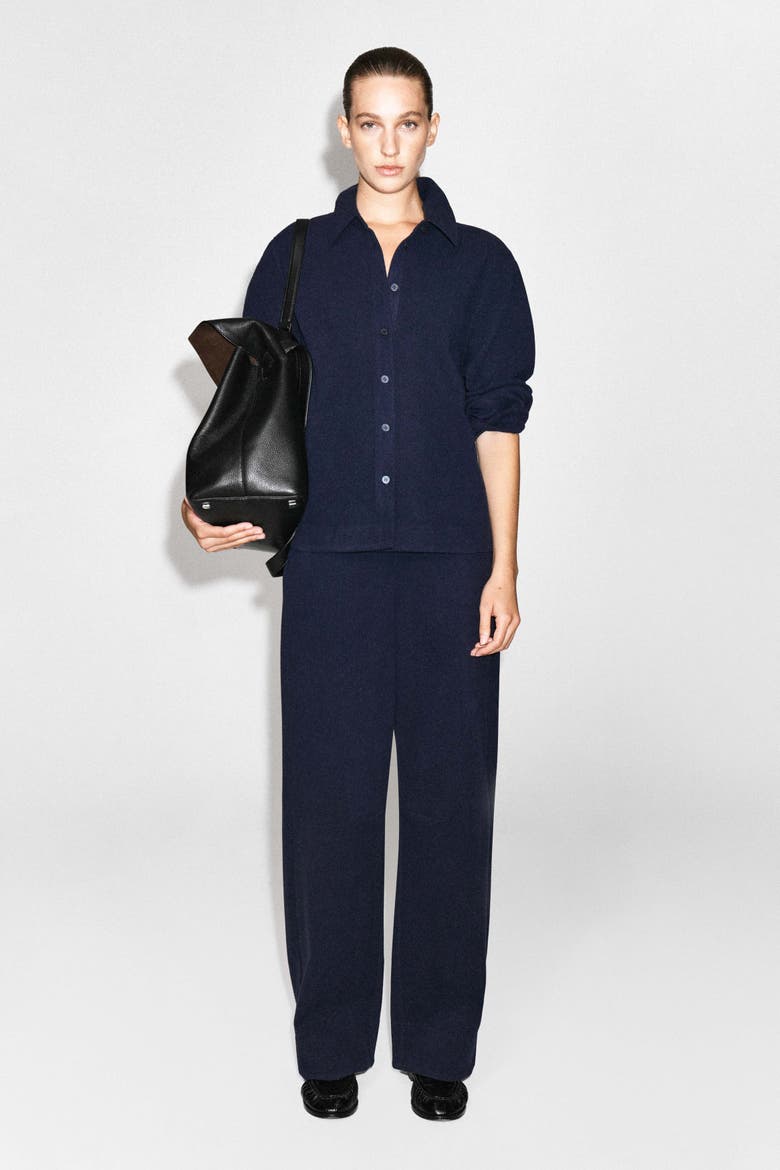 Corduroy-jersey Wide-leg Pants, Alternate, color, NAVY