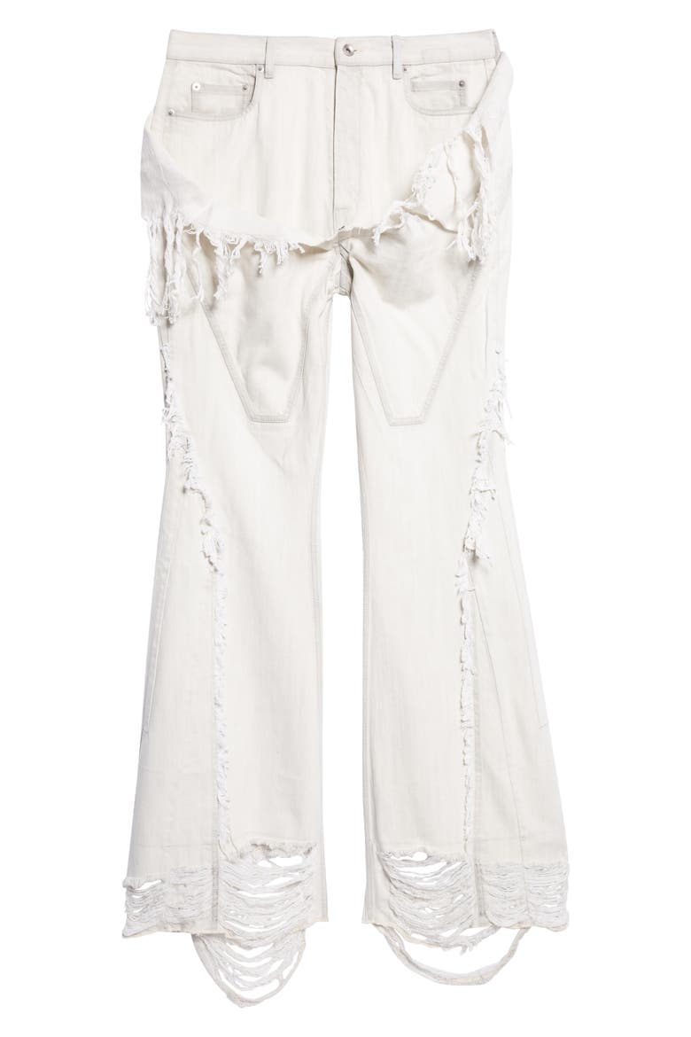Slivered Shredded Bootcut Jeans, Alternate, color, MILK WASH