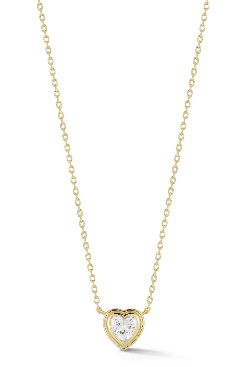 Heart Cut Cubic Zirconia Pendant Necklace, Main, color, GOLD