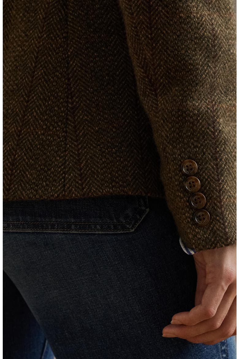Wool Blend Herringbone Tweed Blazer, Alternate, color, OLIVE MULTI