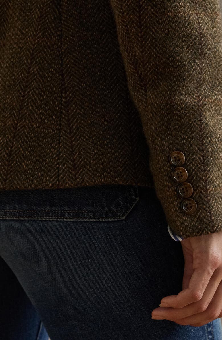 Lauren Ralph Lauren Wool Blend Herringbone Tweed Blazer, Alternate, color, Olive Multi