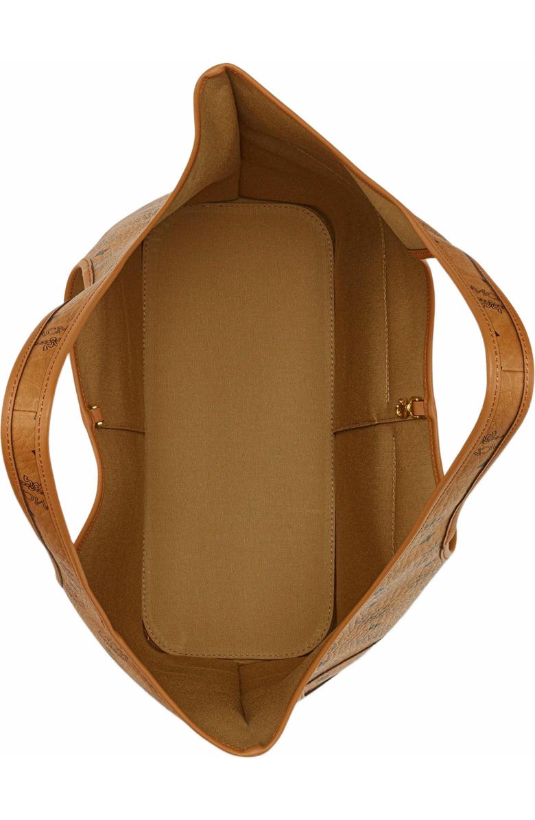 MCM Leni Shopper in Visetos, Alternate, color, Cognac