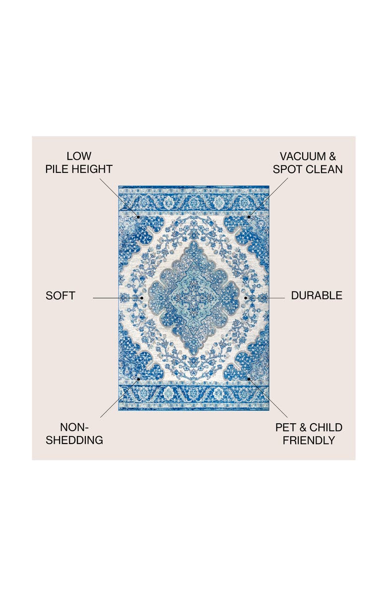 JONATHAN Y Bohemian FLAIR Boho Vintage Medallion Area Rug, Alternate, color, Cream/Blue