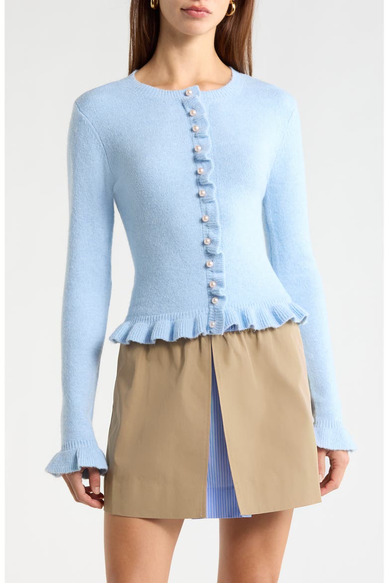 Eowyn Ruffle Cardigan, Main, color, LIGHT BLUE