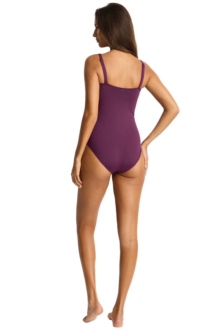 Essentials Edit Twist One-Piece Swimsuit, Alternate, color, CLARET