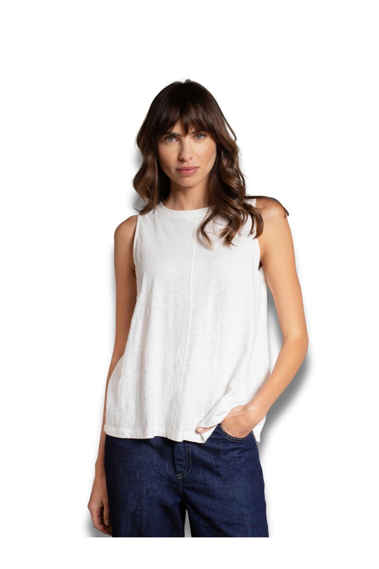 Crew Neck Pleat Back Tank Top, Main, color, Chalk