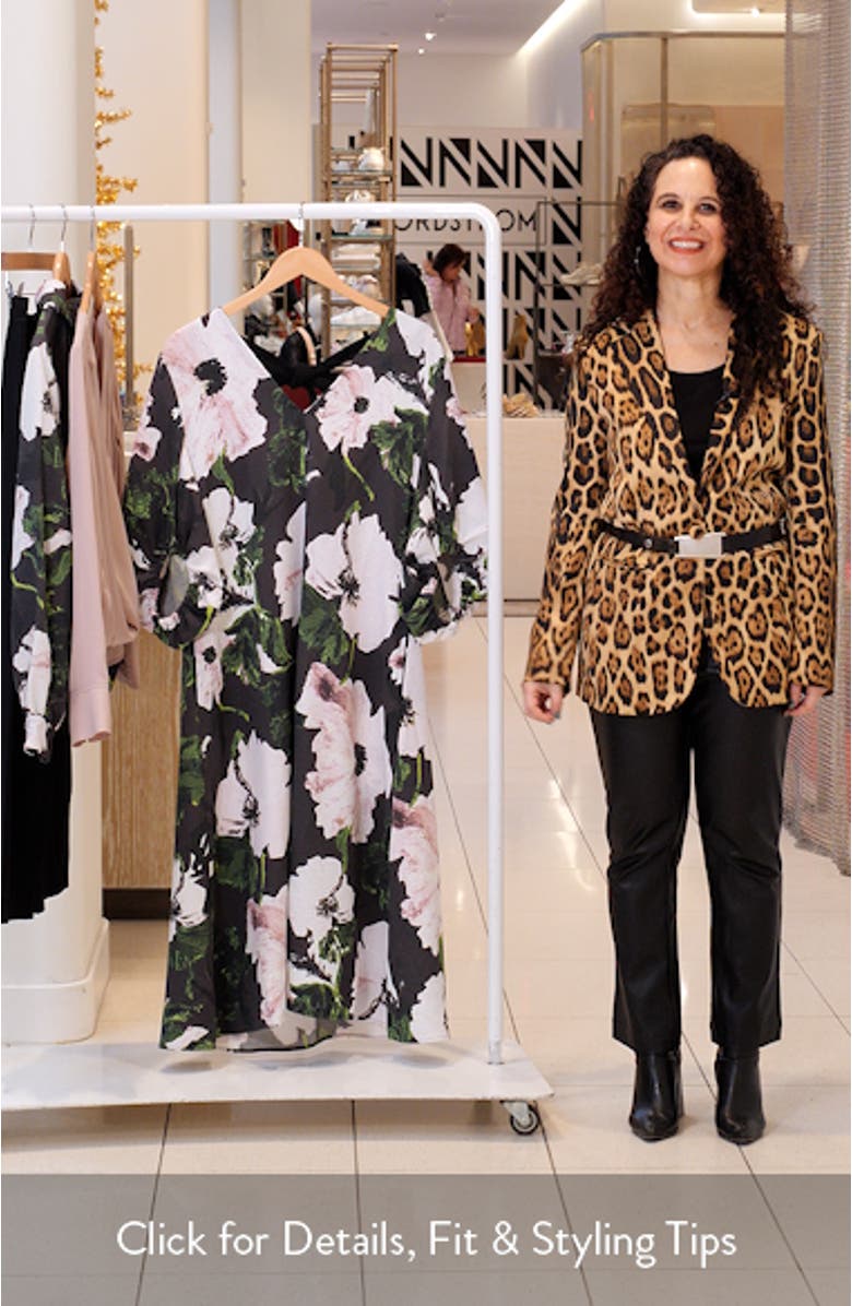 Floral Print Puff Sleeve Midi Dress, sales video thumbnail