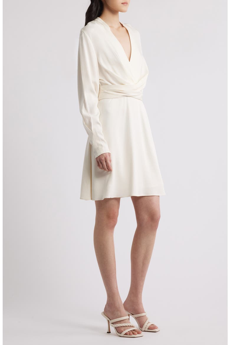 Dimkai Wrap Front Long Sleeve Dress, Alternate, color, OPEN WHT