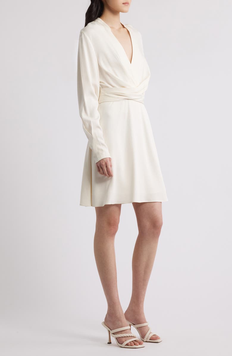 BOSS Dimkai Wrap Front Long Sleeve Dress, Alternate, color, Soft Cream