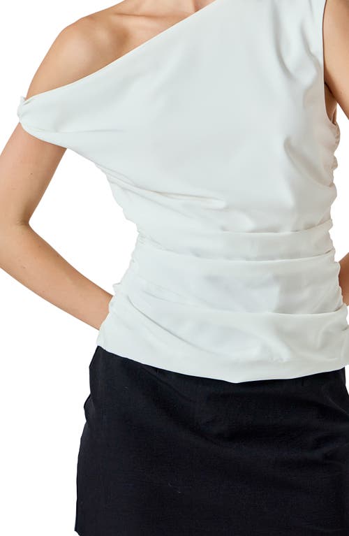 Endless Rose Drape One-shoulder Top In White