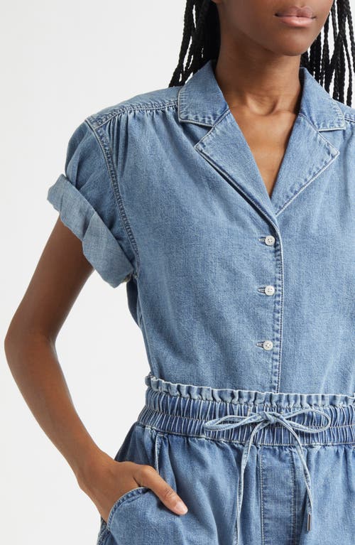 Veronica Beard Ilene Denim Cuff-sleeve Top In Starlight