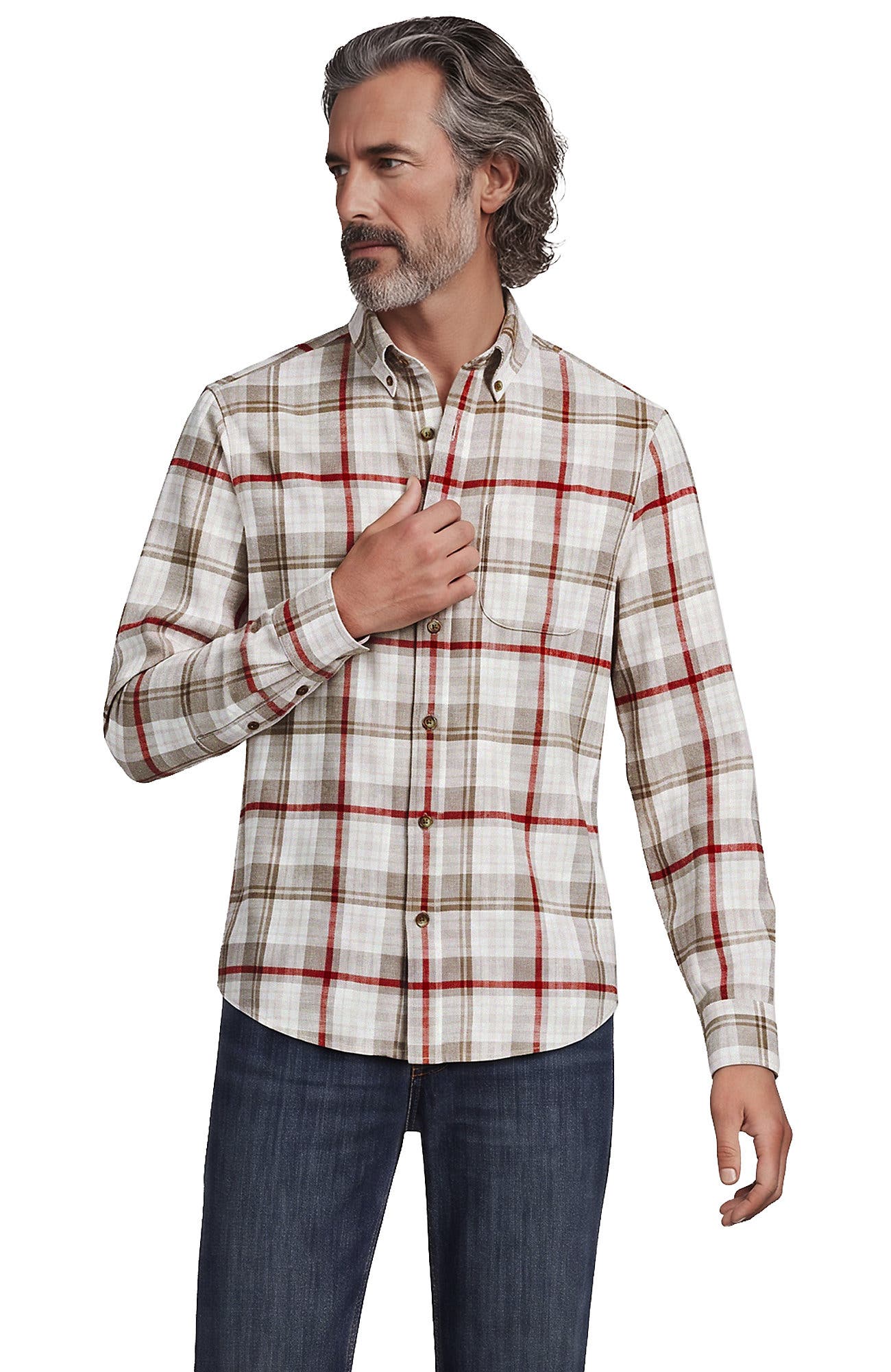 selected Ivory/Gray/Red Tartan Plaid